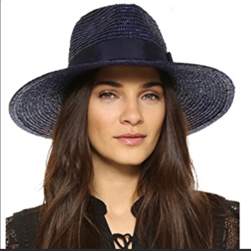 Black straw Brixton Joanna straw hat. Size S